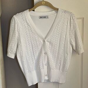 Grace Karin- Ivory Short Sleeve Cardigan (EUC)